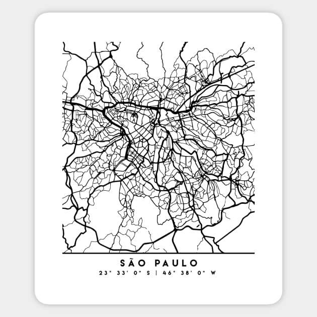 SAO PAULO BRAZIL BLACK CITY STREET MAP ART Sticker by deificusArt